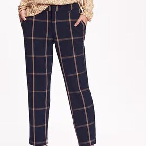 Old Navy Harper Pants Women Navy Plaid Taper Size 4